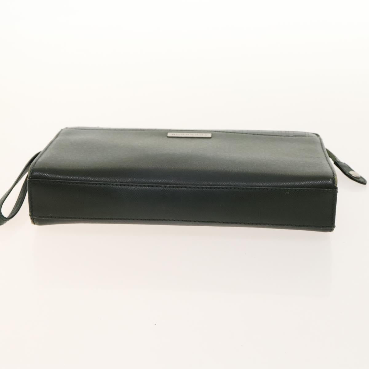 BURBERRY Nova Check Bag Nylon Leather 2Set Beige Green Auth 139805