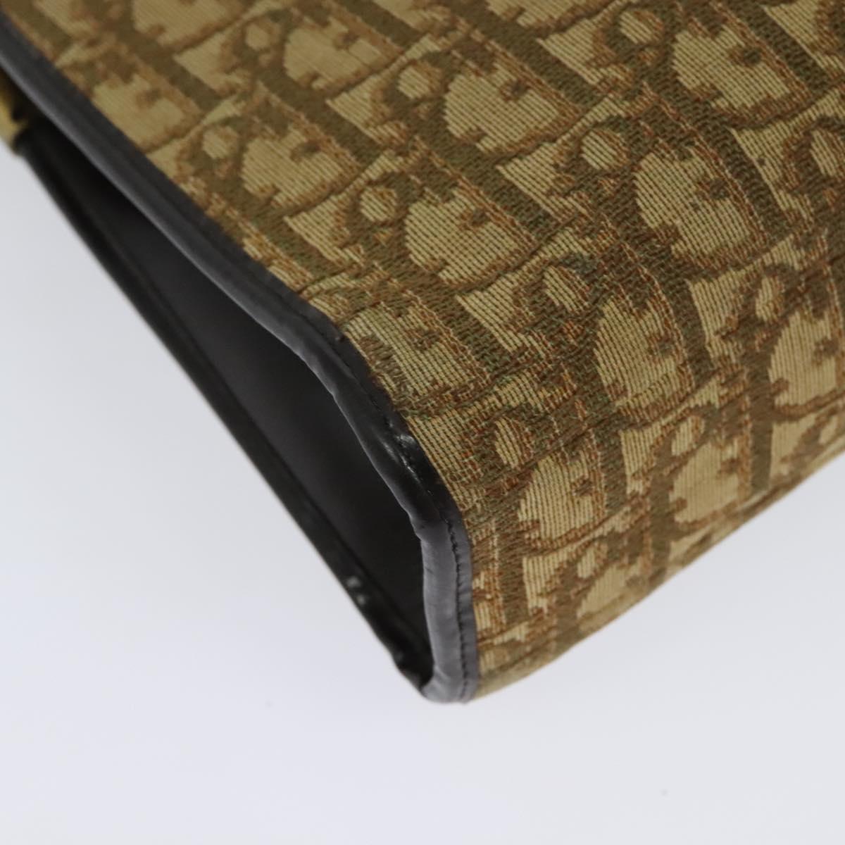 Christian Dior Trotter Canvas Shoulder Bag Beige Gold Auth 139815