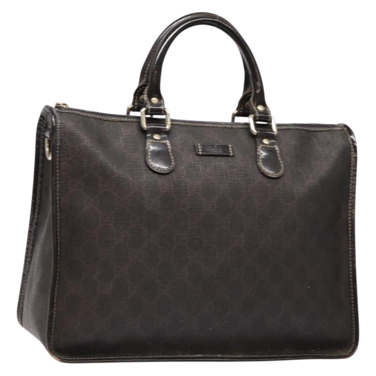 GUCCI GG Supreme Hand Bag PVC Leather Gold Dark Brown 190259 Auth 139819