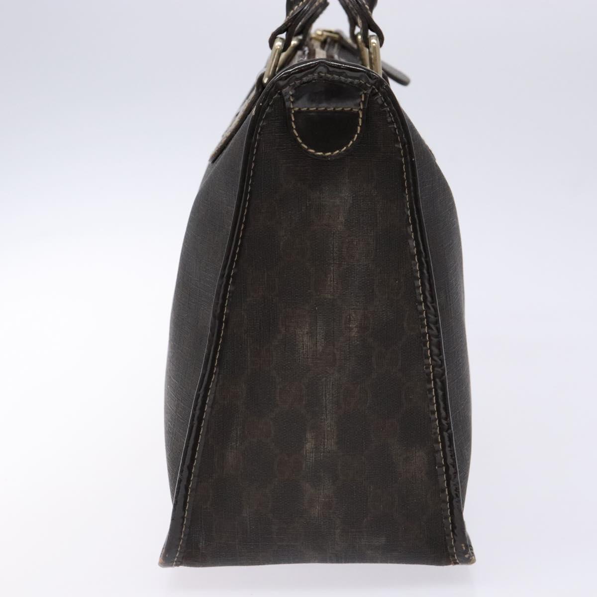 GUCCI GG Supreme Hand Bag PVC Leather Gold Dark Brown 190259 Auth 139819