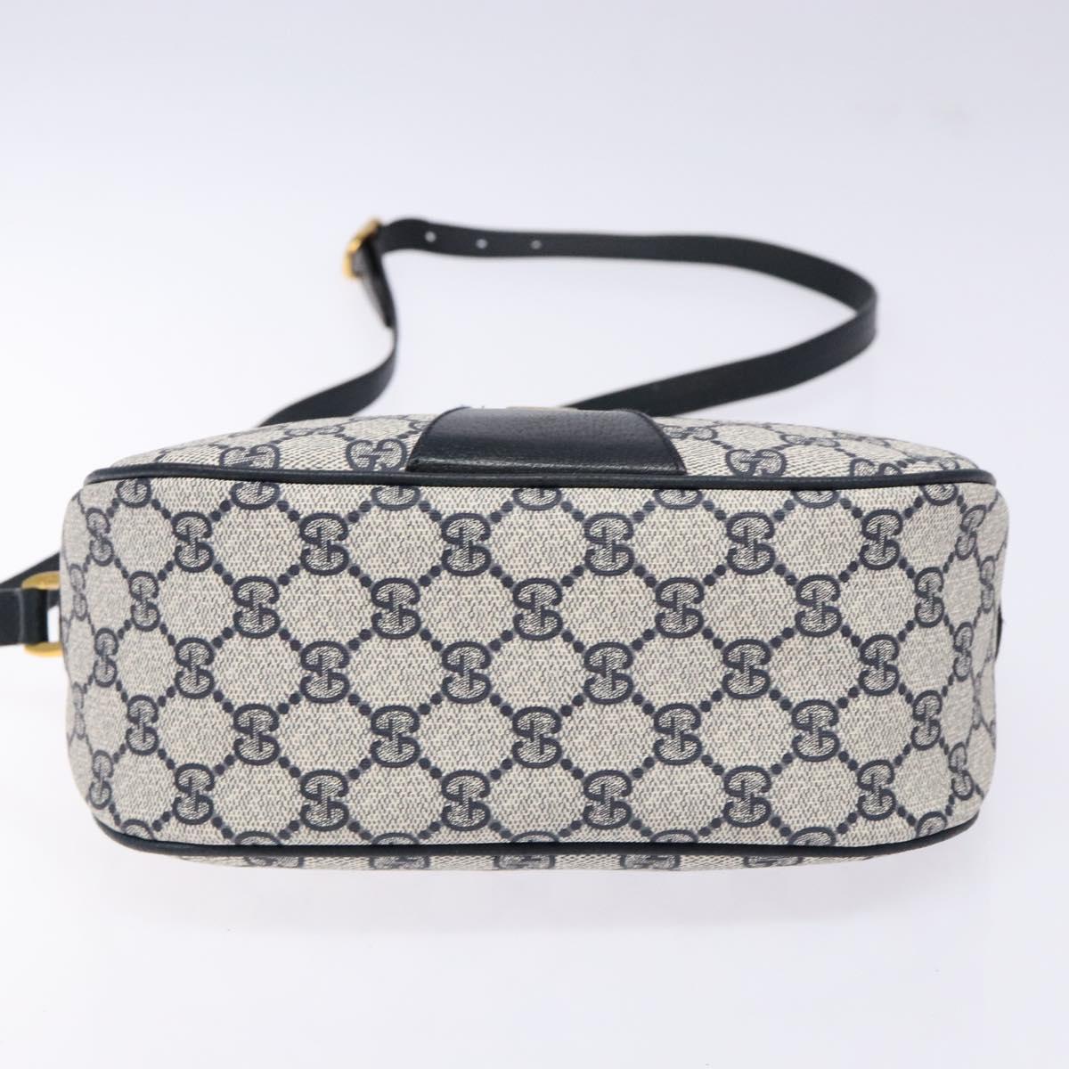GUCCI GG Supreme Sherry Line Shoulder Bag PVC Navy Gold Red Auth 139821