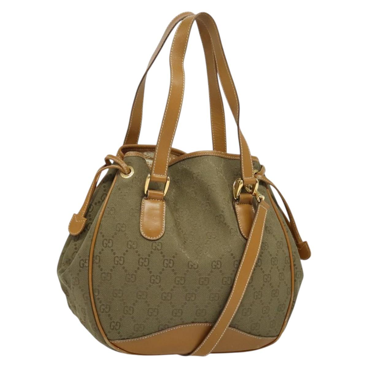 GUCCI GG Canvas Shoulder Bag 2way Beige Gold 000 3444 0282 Auth 139822