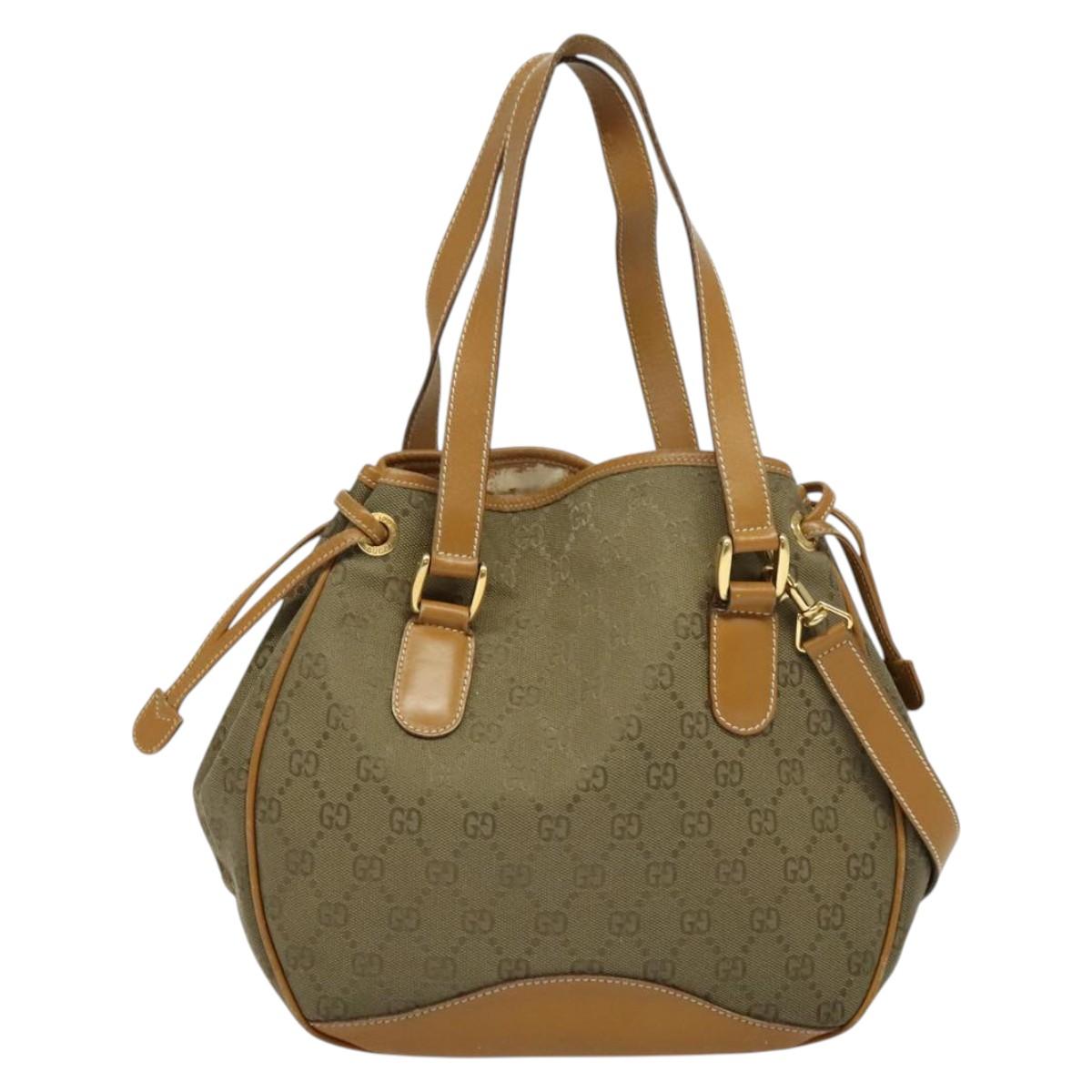 GUCCI GG Canvas Shoulder Bag 2way Beige Gold 000 3444 0282 Auth 139822