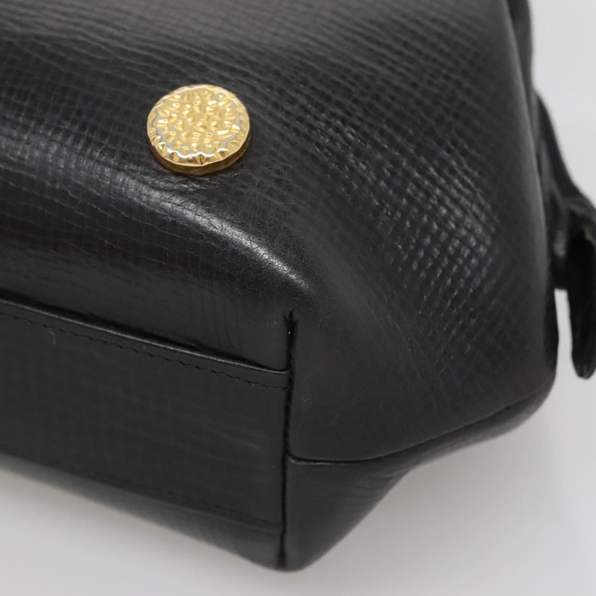 BALLY Hand Bag Leather Black Gold Auth 139839
