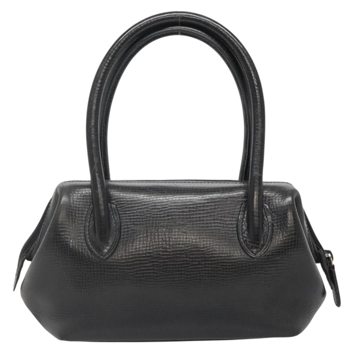 BALLY Hand Bag Leather Black Gold Auth 139839