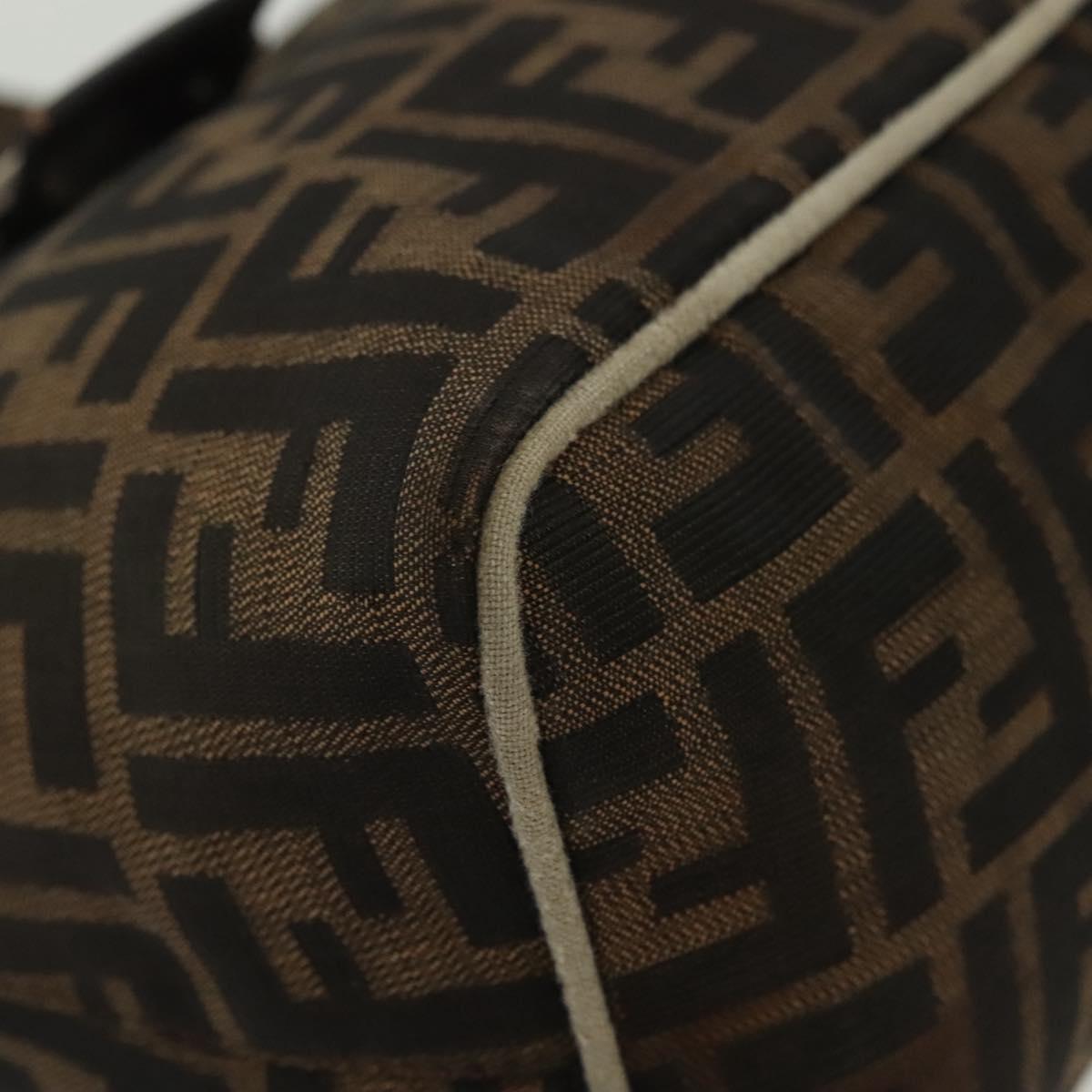 FENDI Zucca Canvas Mamma Baguette Shoulder Bag Brown Black Silver Auth 139842