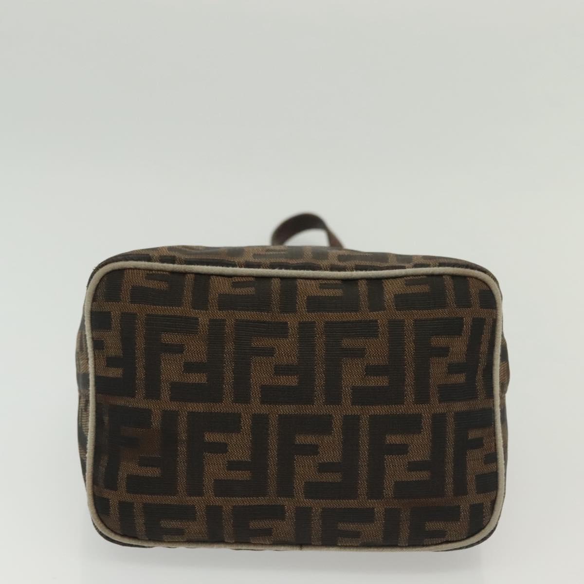 FENDI Zucca Canvas Mamma Baguette Shoulder Bag Brown Black Silver Auth 139842