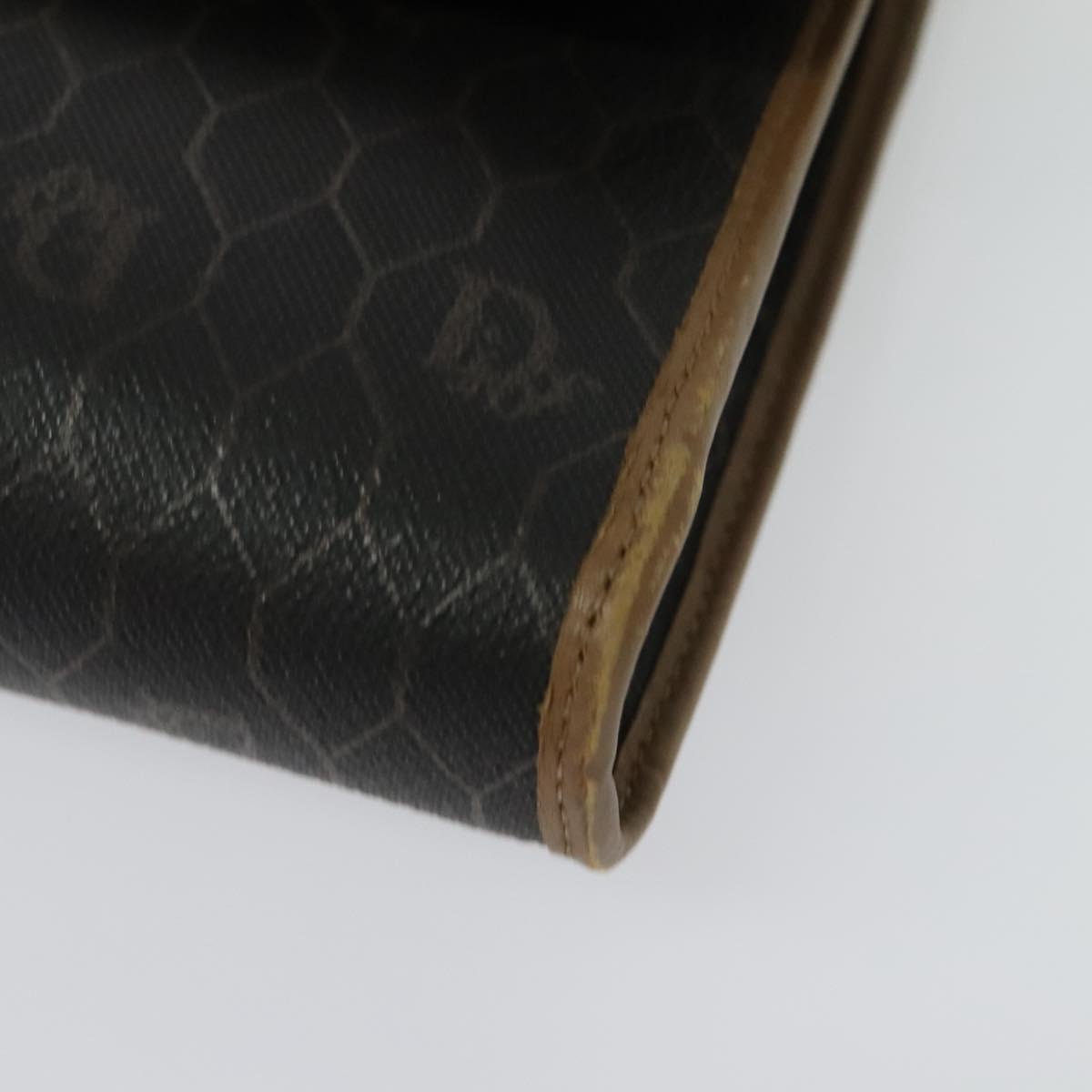 Christian Dior Honeycomb Canvas Chain Shoulder Bag PVC Black Gold Auth 139848