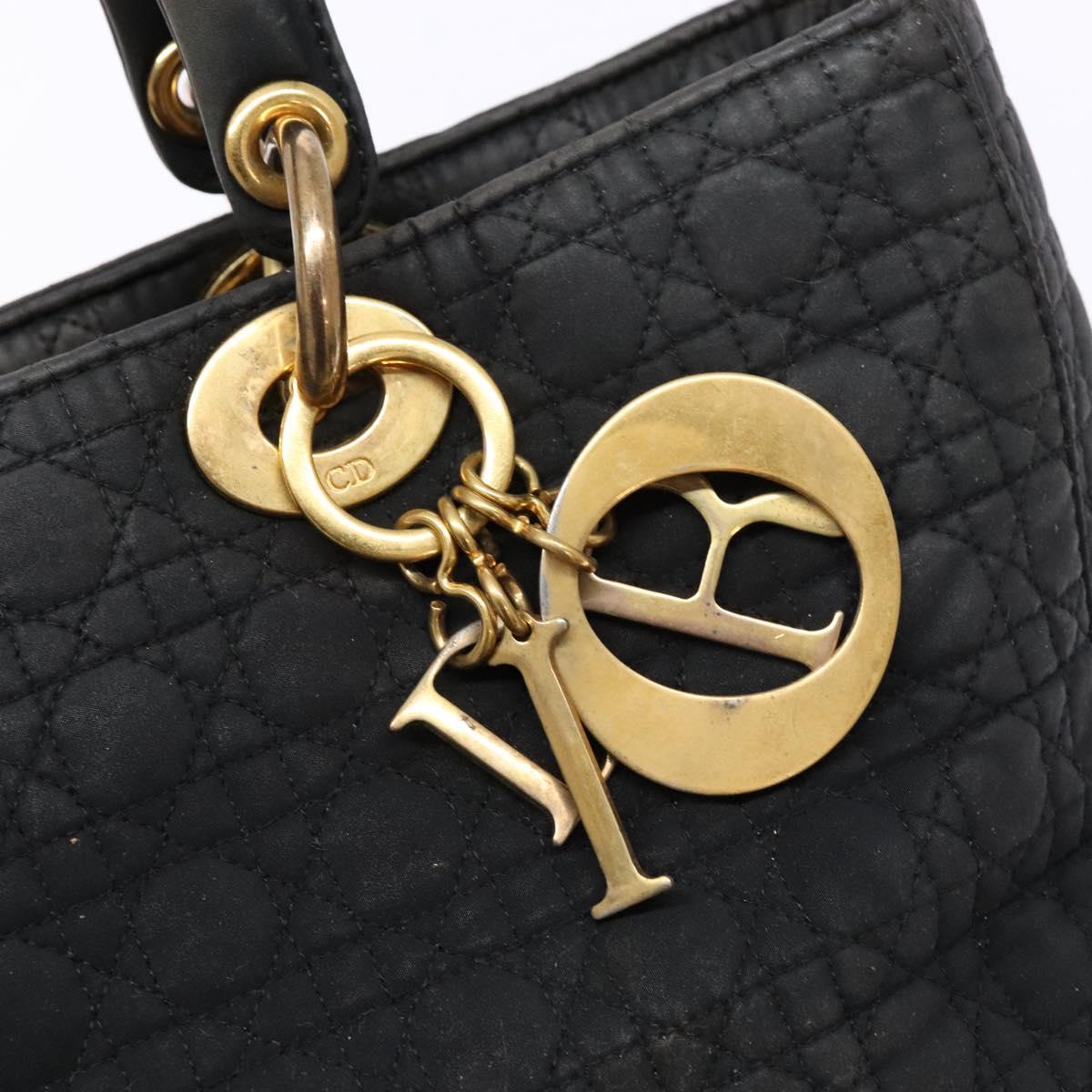 Christian Dior Canage Hand Bag Canvas Black Gold Auth 139849