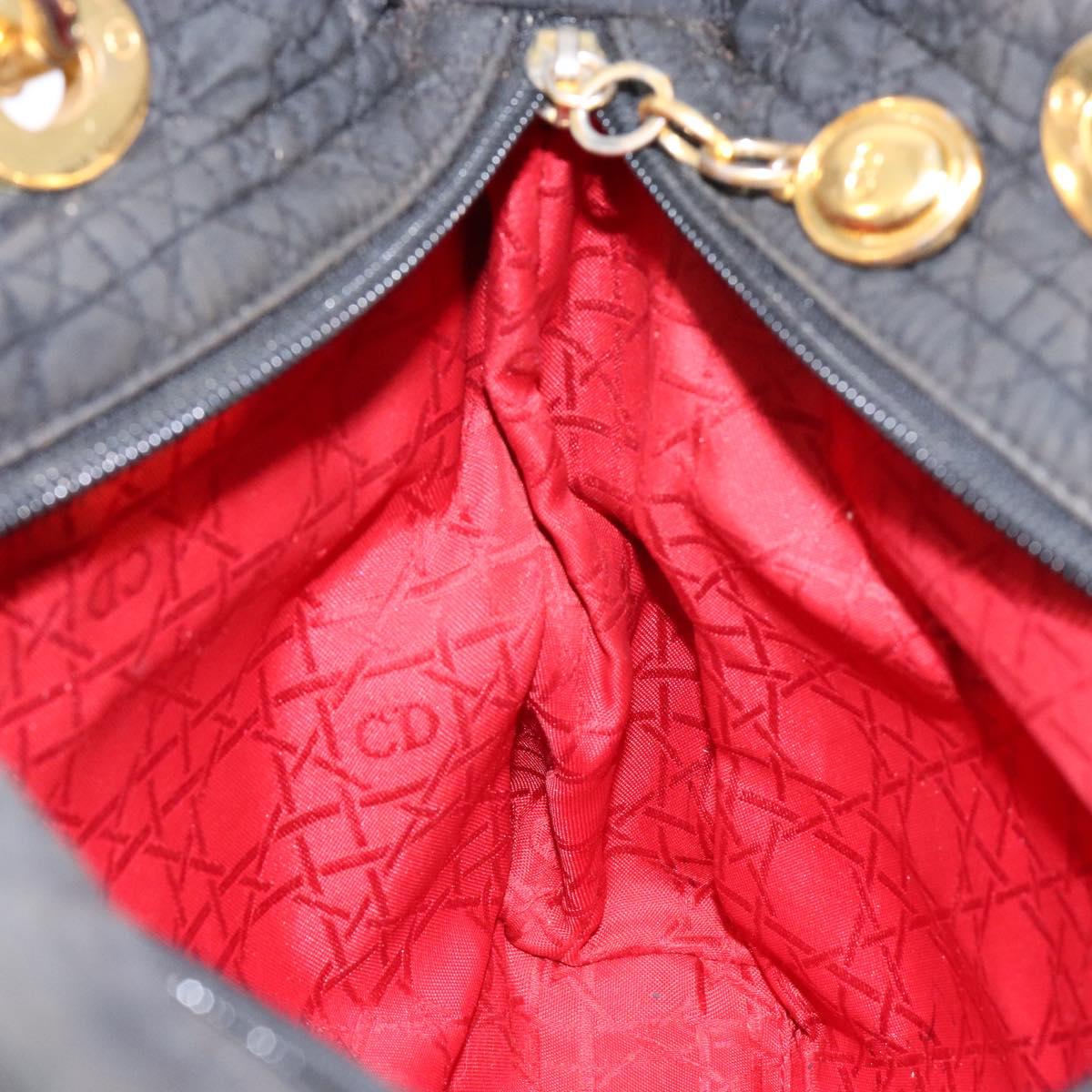 Christian Dior Canage Hand Bag Canvas Black Gold Auth 139849