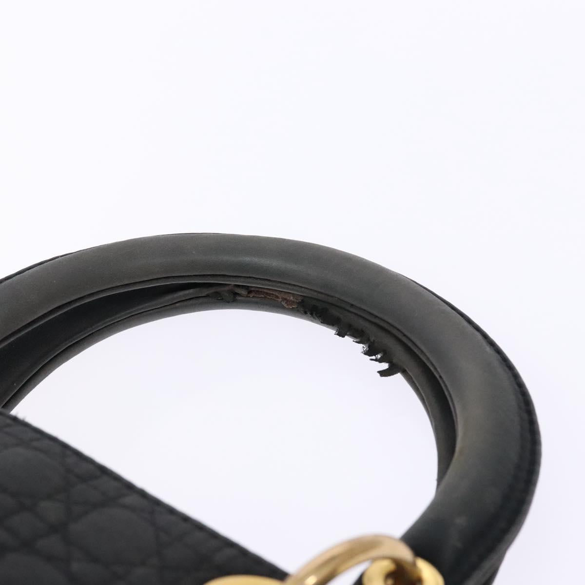 Christian Dior Canage Hand Bag Canvas Black Gold Auth 139849