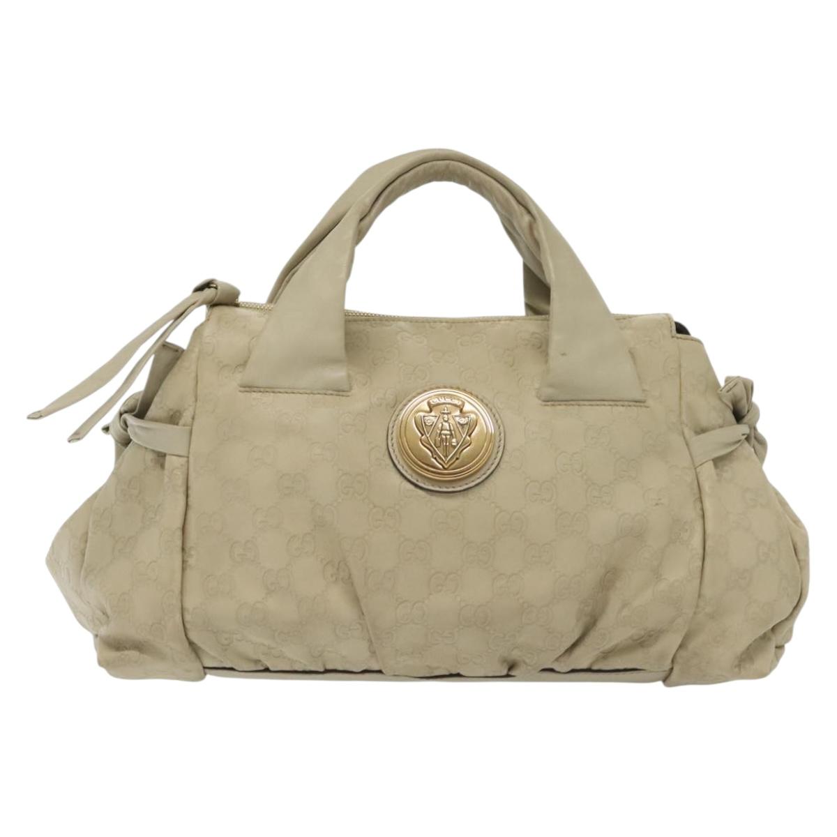 GUCCI GG Canvas Guccissima Hand Bag Leather Ivory Gold 197020 Auth 139852