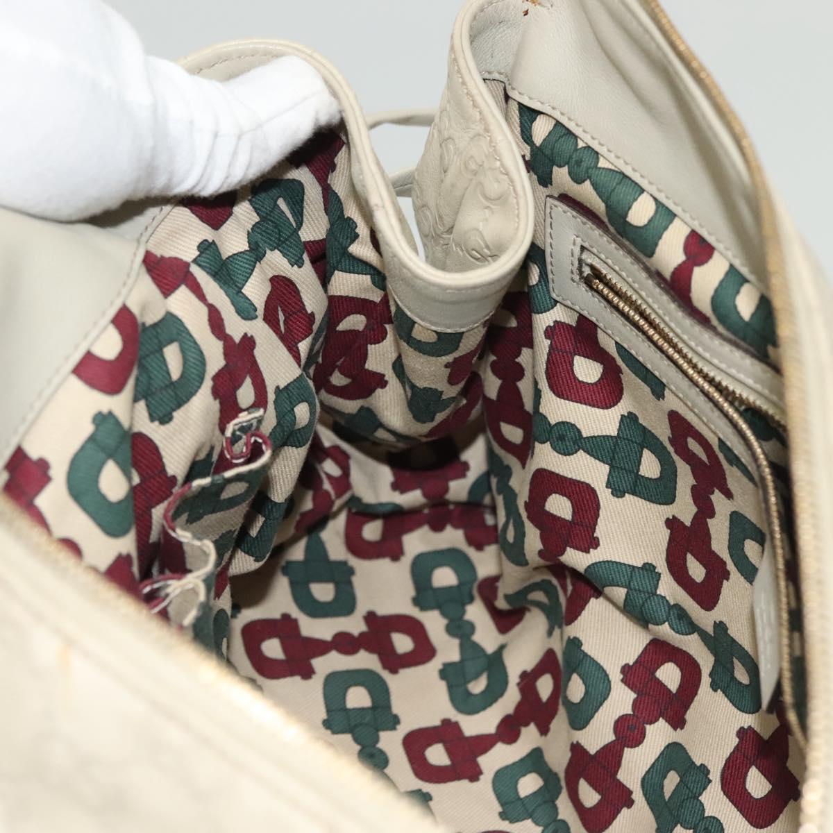 GUCCI GG Canvas Guccissima Hand Bag Leather Ivory Gold 197020 Auth 139852