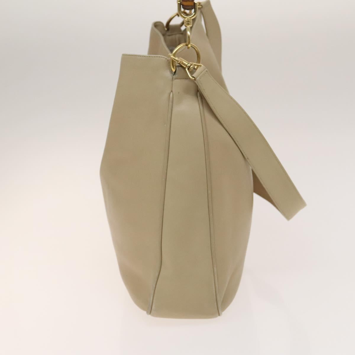 GUCCI Bamboo Shoulder Bag Leather 2way Beige Gold 001 2852 1577 0 Auth 139901