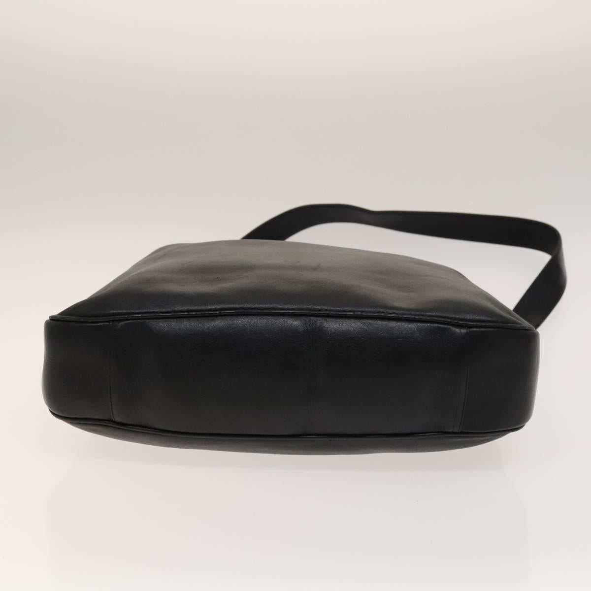 GUCCI Bamboo Shoulder Bag Leather 2way Black Gold 001 3444 1577 Auth 139902