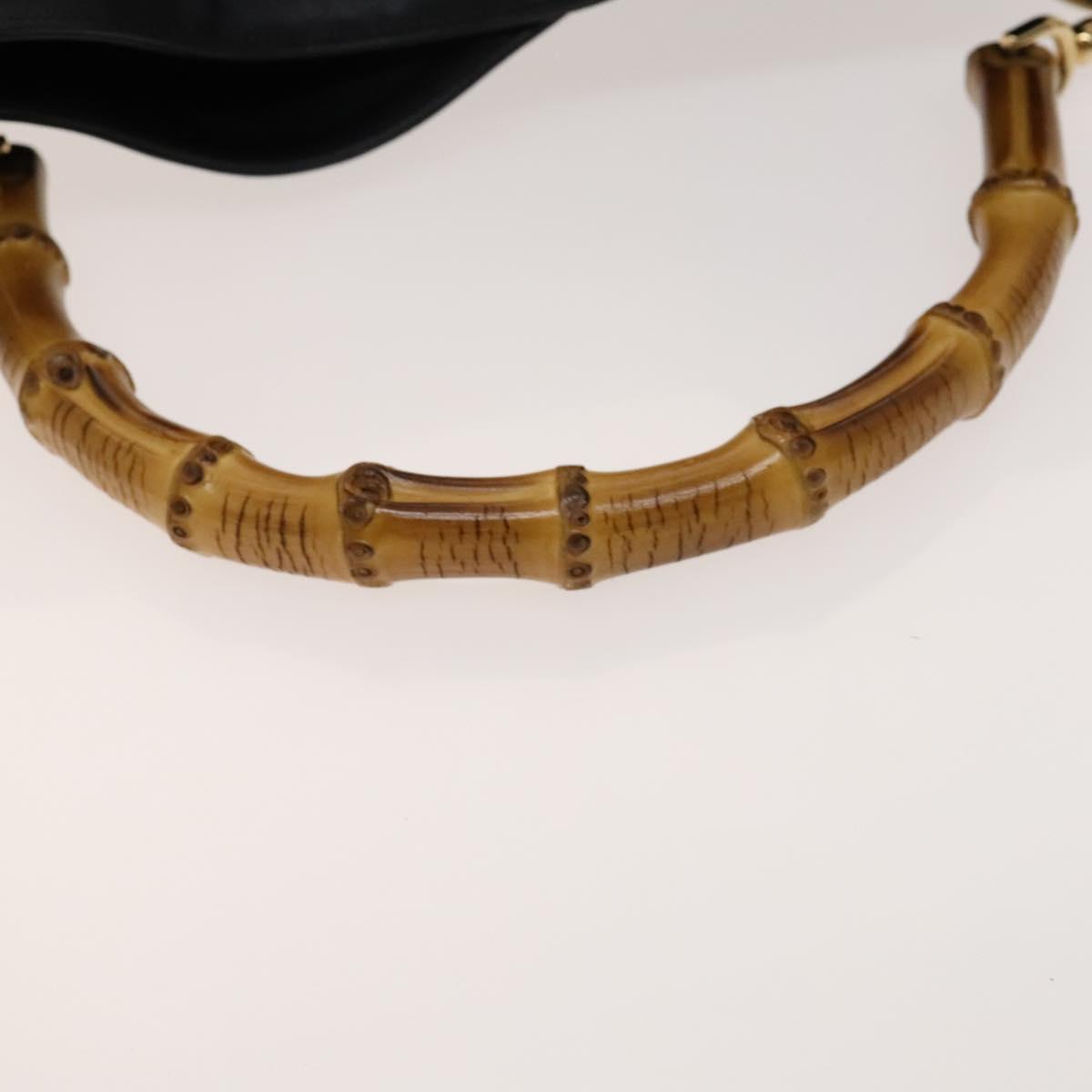 GUCCI Bamboo Shoulder Bag Leather 2way Black Gold 001 3444 1577 Auth 139902
