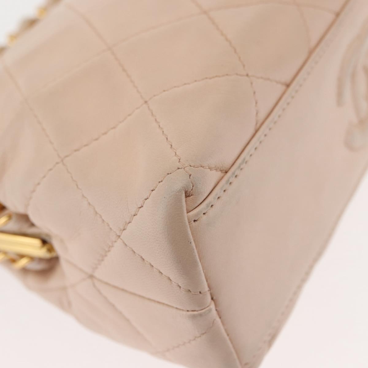 CHANEL Matelasse Chain Shoulder Bag Lamb Skin Pink Gold CC Auth 139905V