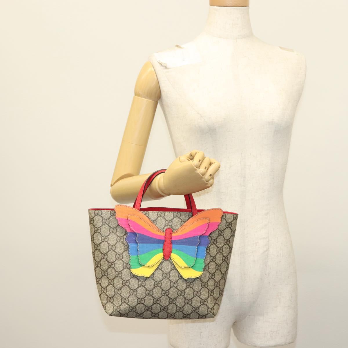 GUCCI GG Supreme Hand Bag PVC Beige Gold 550768 Auth 139907
