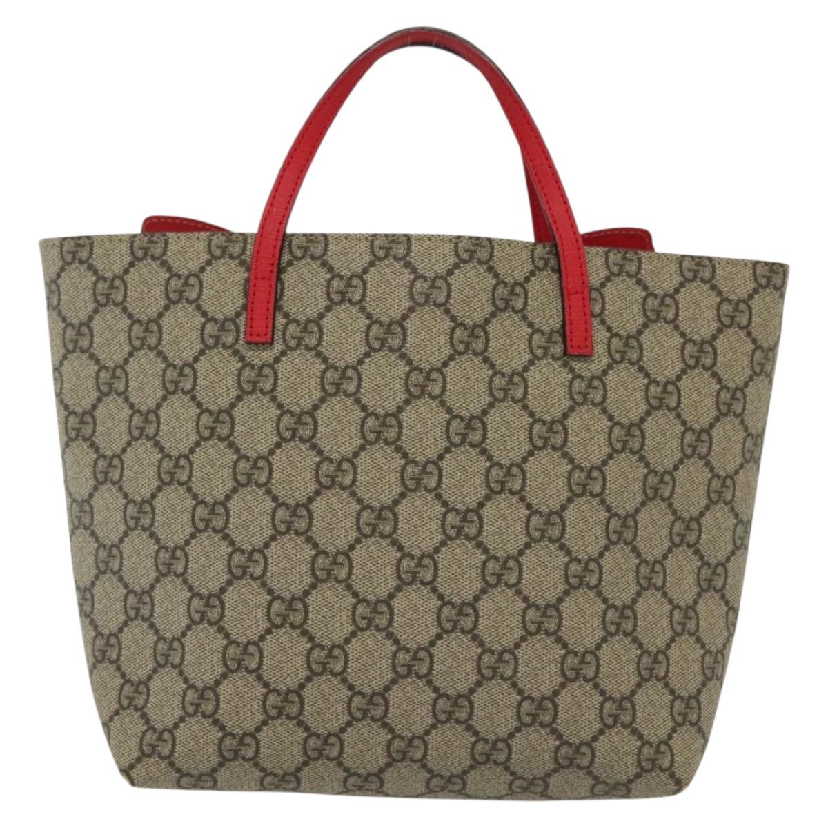 GUCCI GG Supreme Hand Bag PVC Beige Gold 550768 Auth 139907