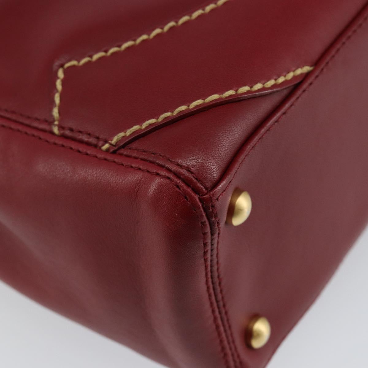 CHANEL Hand Bag Leather Red Gold CC Auth 139910V