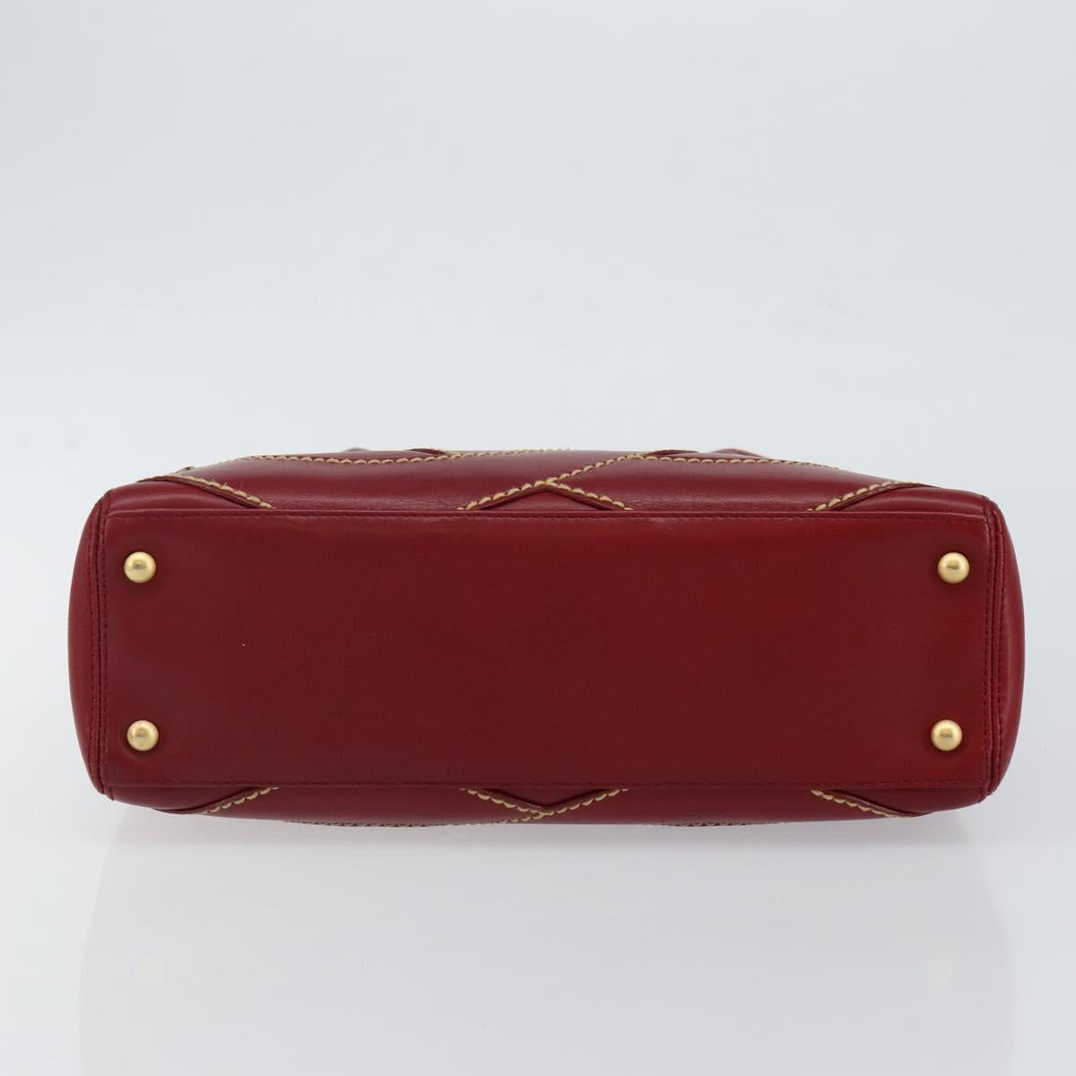 CHANEL Hand Bag Leather Red Gold CC Auth 139910V