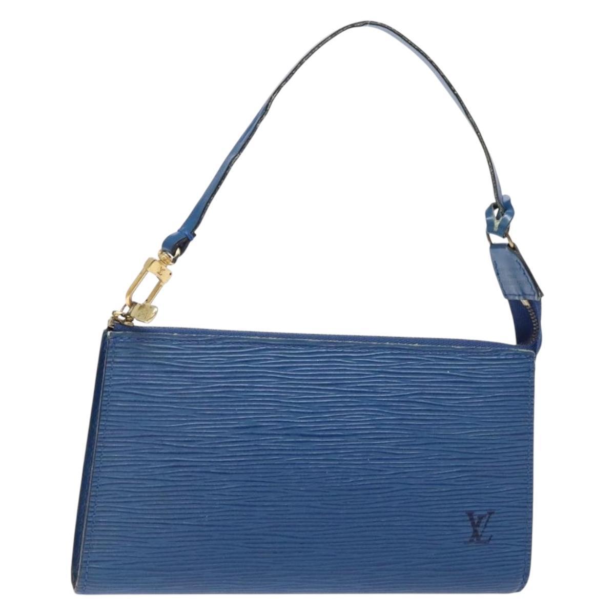 LOUIS VUITTON Epi Pochette Accessoires Pouch Blue M52985 LV Auth 139925