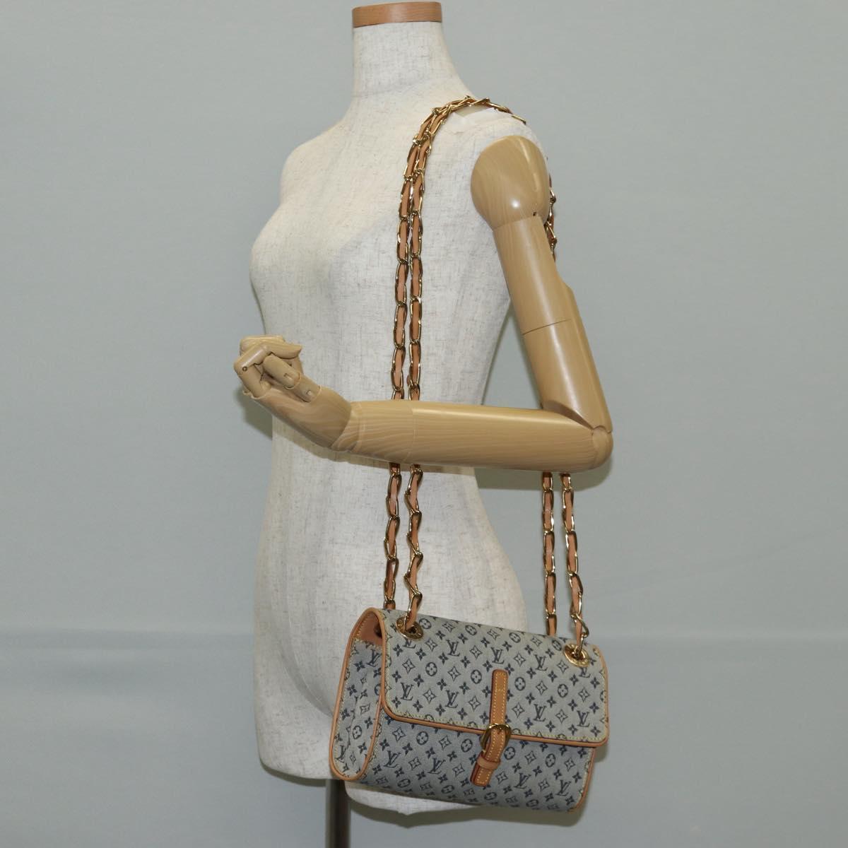 LOUIS VUITTON Monogram Mini Camille Chain Shoulder Bag Blue M92002 Auth 139930V