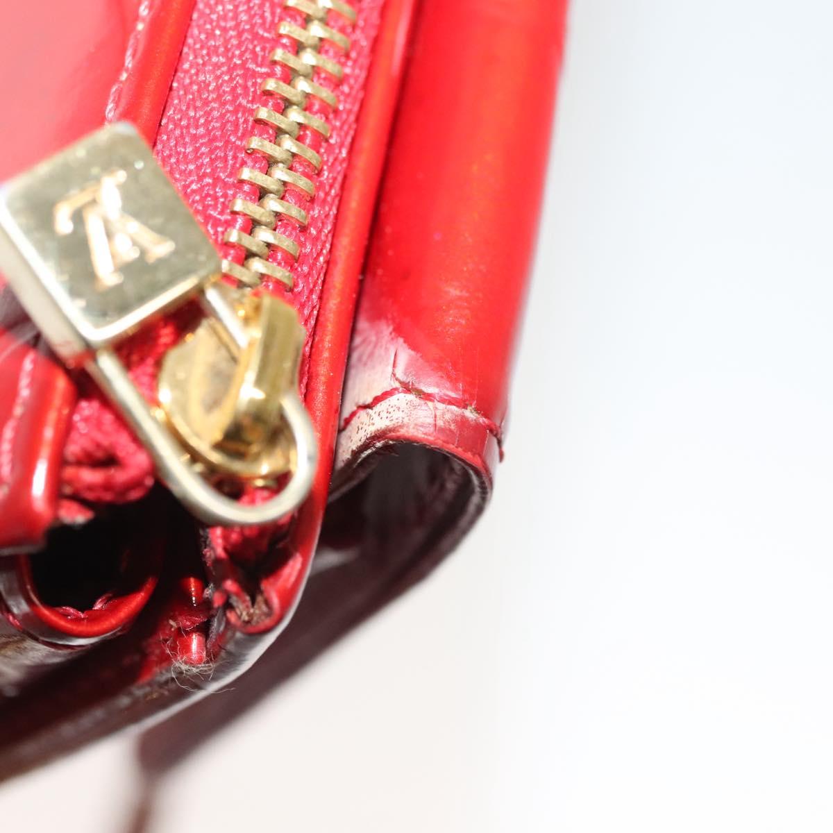 LOUIS VUITTON Monogram Vernis Motto Accessory Pouch Red M91137 LV Auth 139932