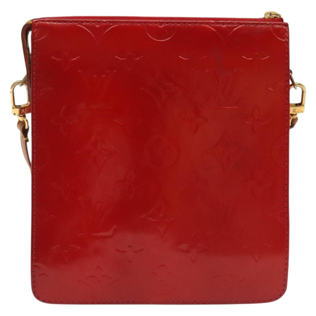 LOUIS VUITTON Monogram Vernis Motto Accessory Pouch Red M91137 LV Auth 139932