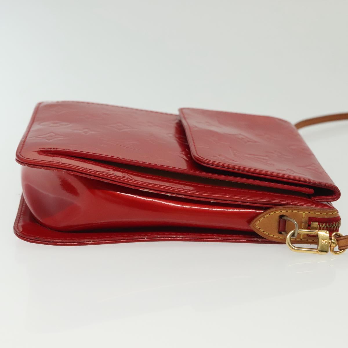 LOUIS VUITTON Monogram Vernis Motto Accessory Pouch Red M91137 LV Auth 139932