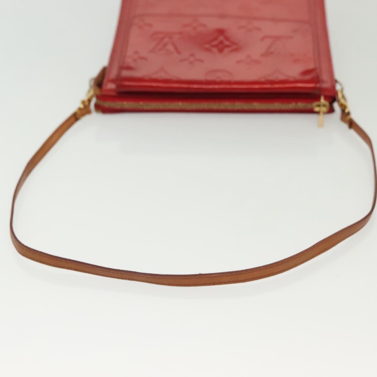 LOUIS VUITTON Monogram Vernis Motto Accessory Pouch Red M91137 LV Auth 139932