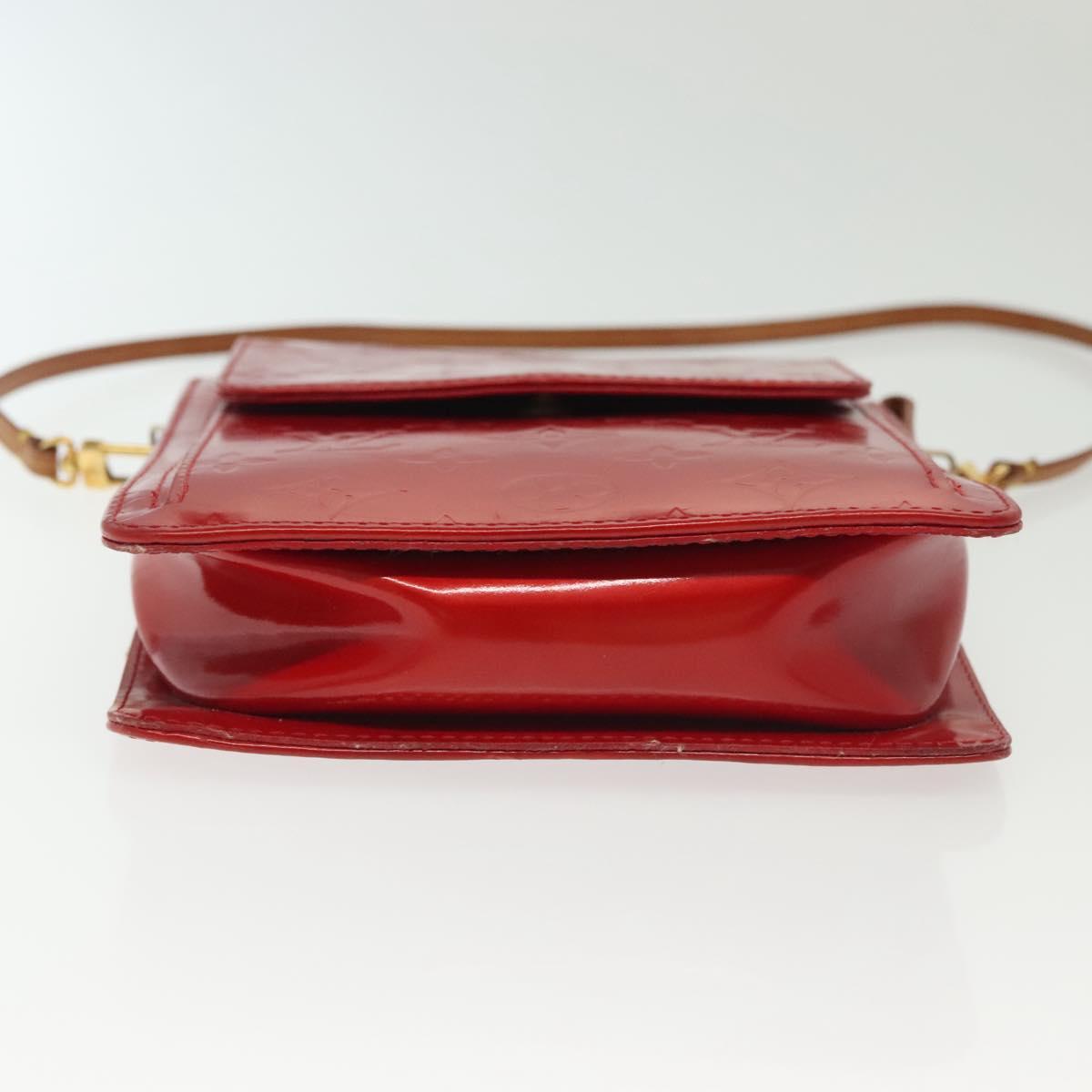 LOUIS VUITTON Monogram Vernis Motto Accessory Pouch Red M91137 LV Auth 139932