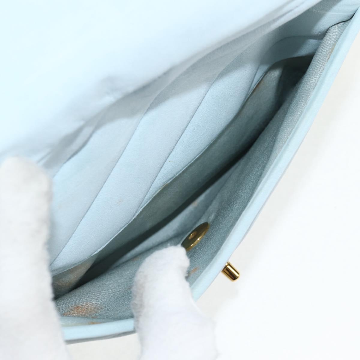 CHANEL Bias Stitch Chain Shoulder Bag Suede Light Blue Gold CC Auth 139935V