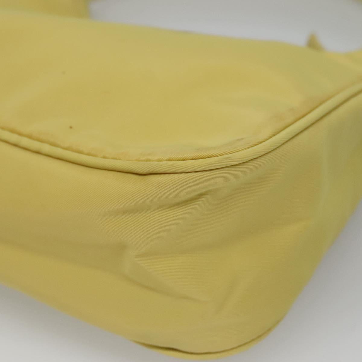 PRADA Accessory Pouch Nylon Yellow Gold Auth 139939A