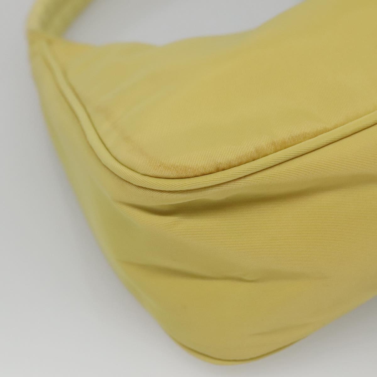 PRADA Accessory Pouch Nylon Yellow Gold Auth 139939A
