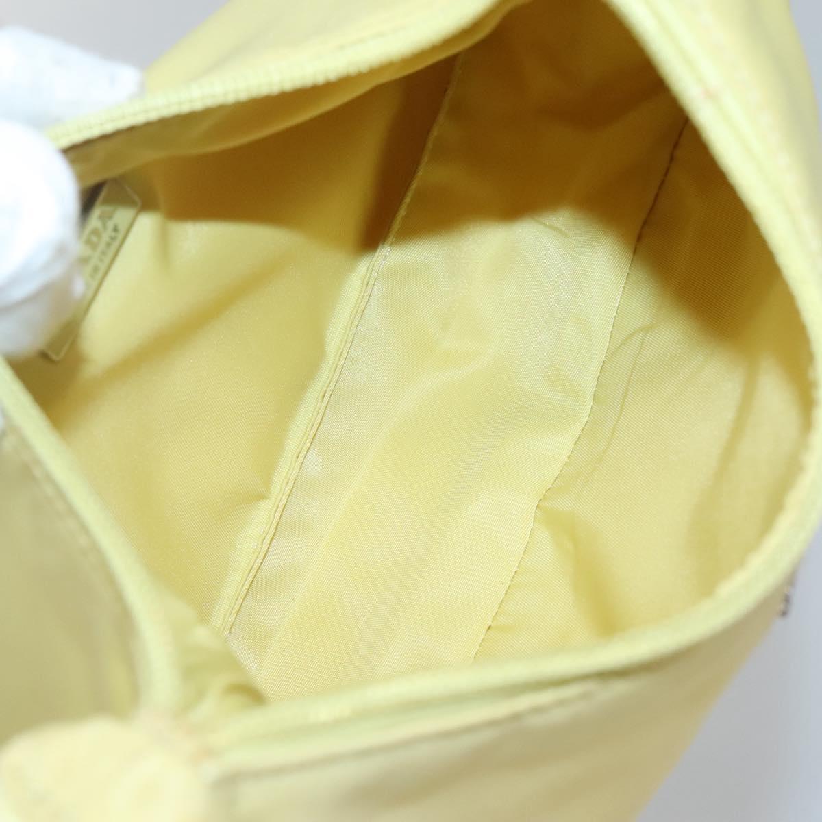PRADA Accessory Pouch Nylon Yellow Gold Auth 139939A
