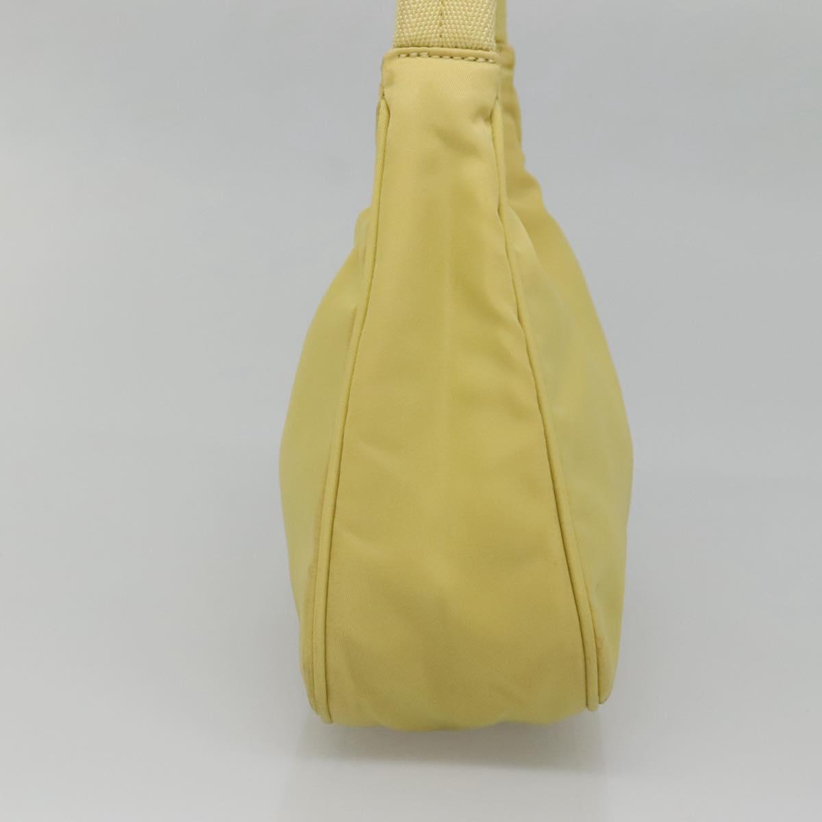 PRADA Accessory Pouch Nylon Yellow Gold Auth 139939A