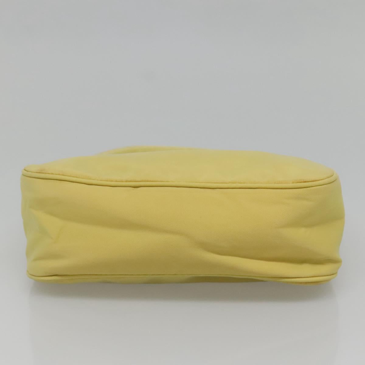 PRADA Accessory Pouch Nylon Yellow Gold Auth 139939