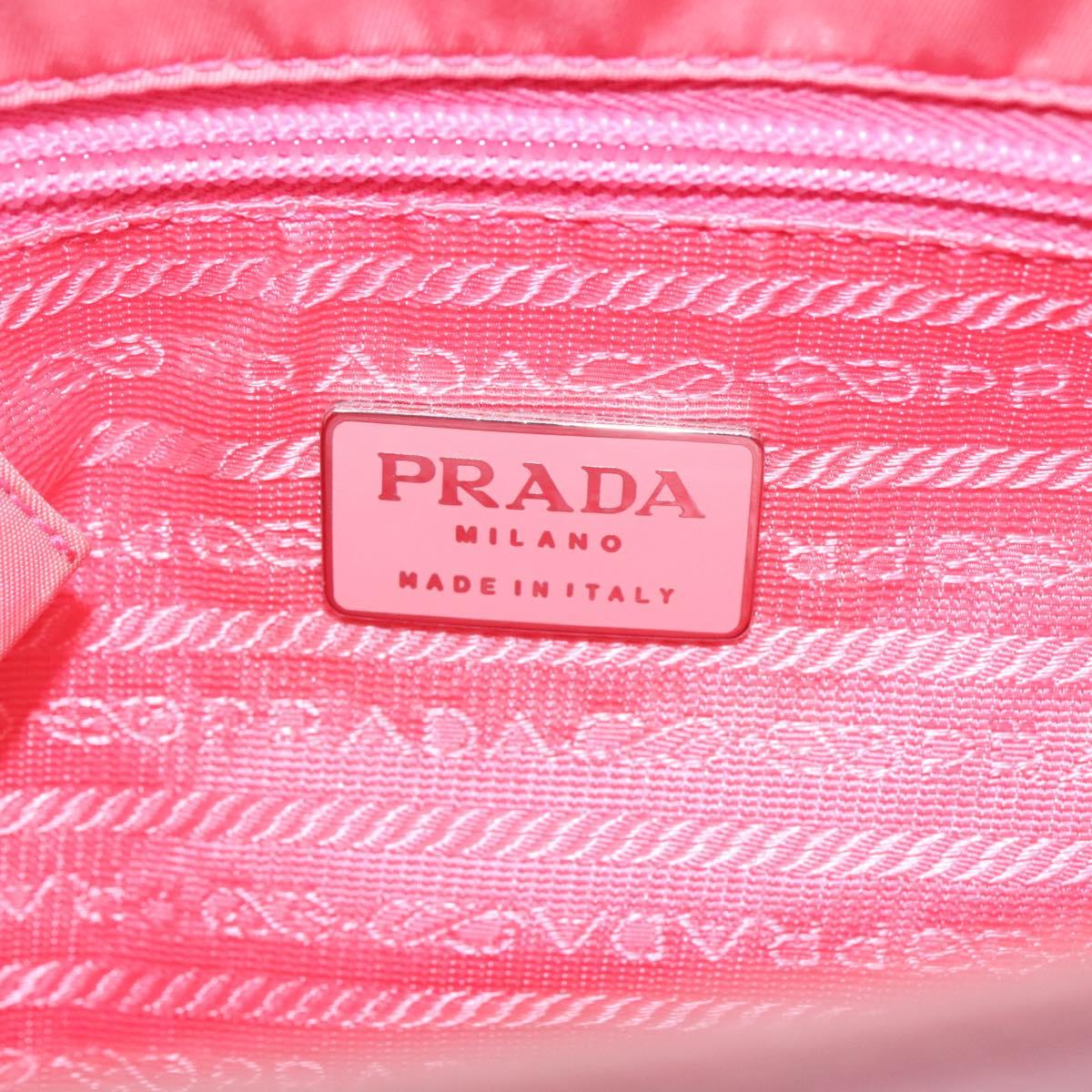 PRADA Tote Bag Nylon Pink Silver Auth 139941