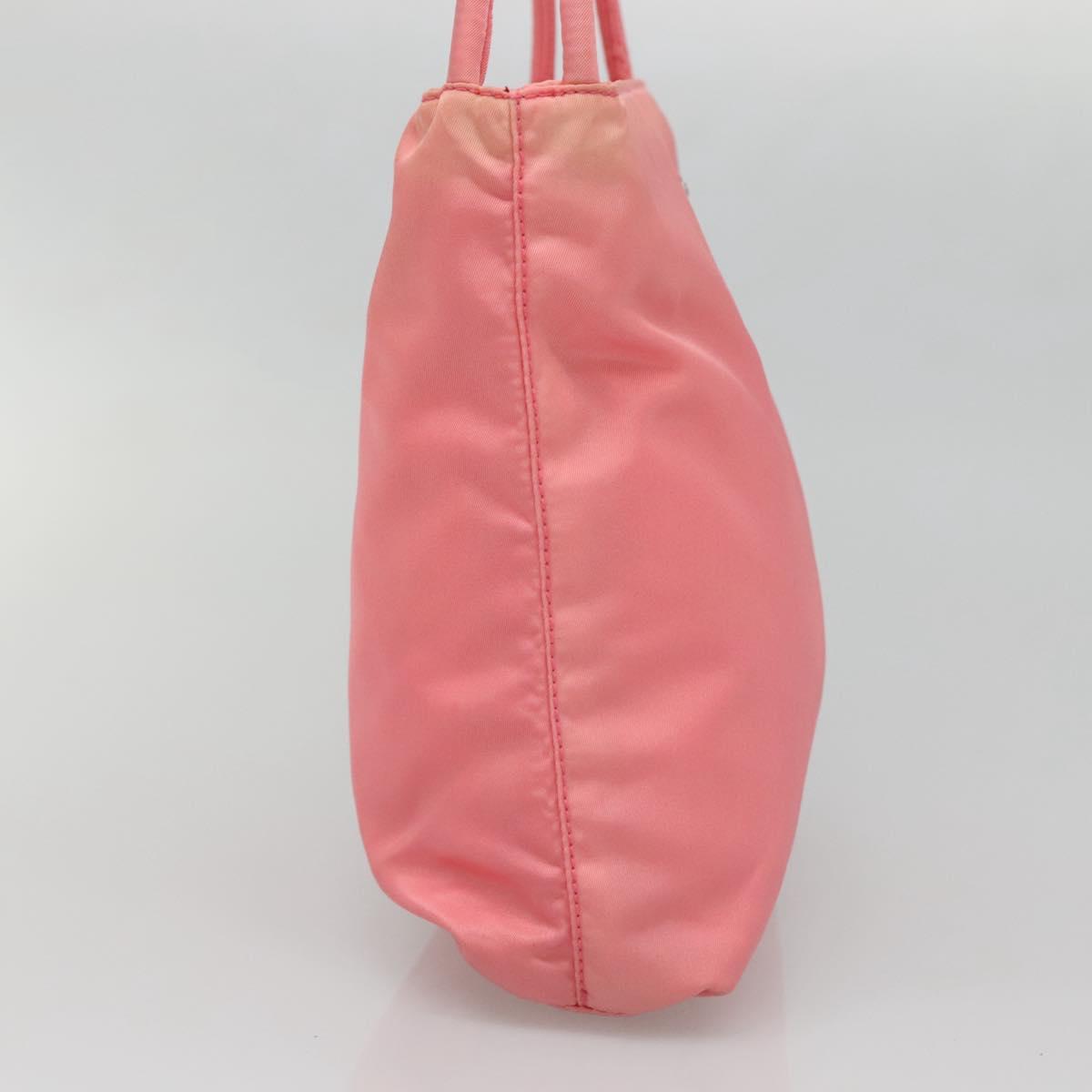 PRADA Tote Bag Nylon Pink Silver Auth 139941