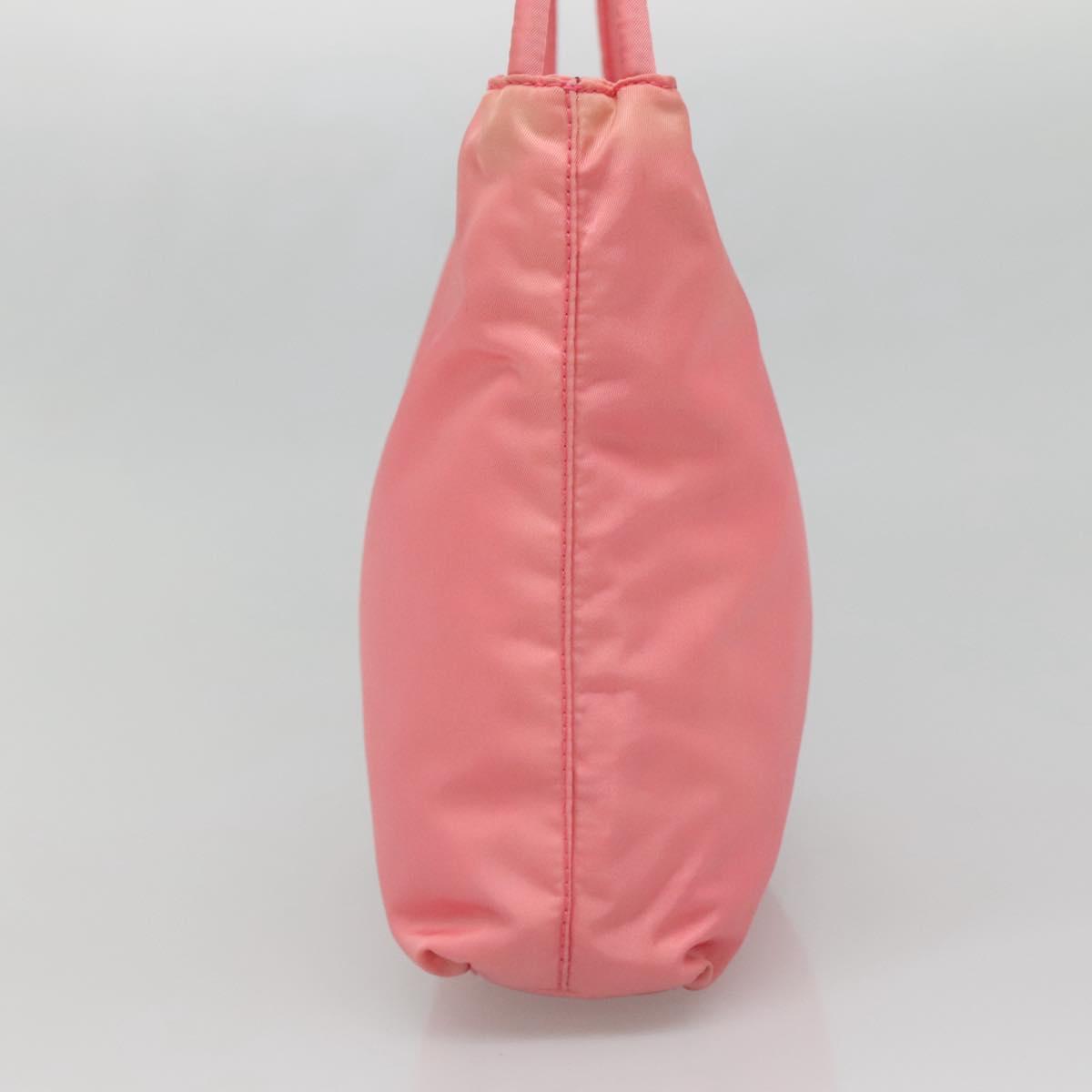 PRADA Tote Bag Nylon Pink Silver Auth 139941