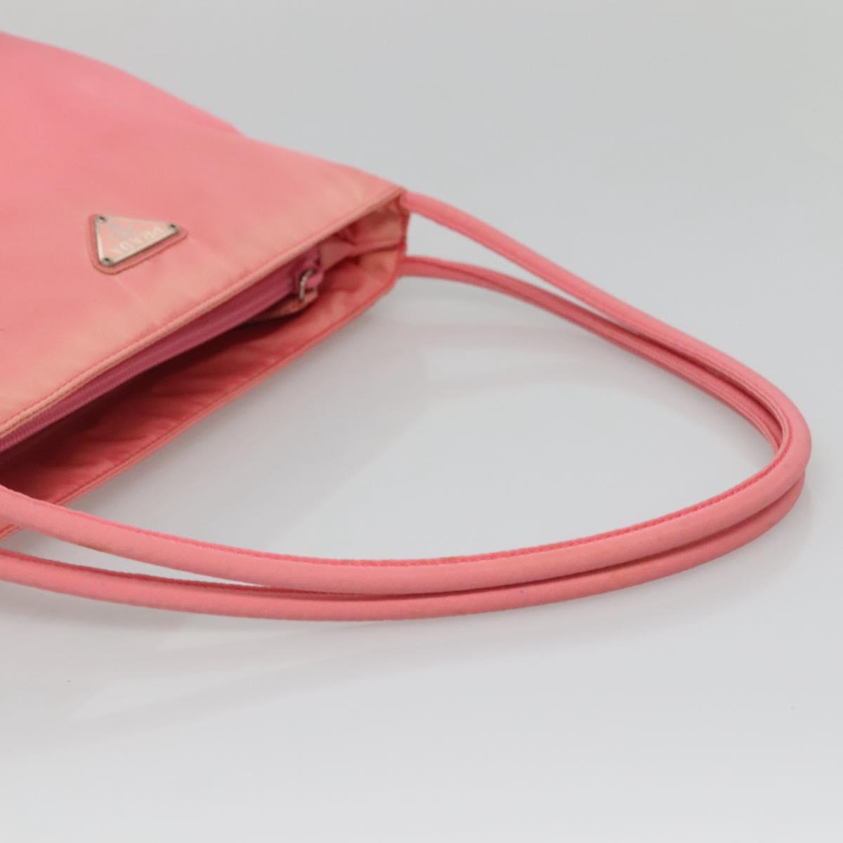 PRADA Tote Bag Nylon Pink Silver Auth 139941