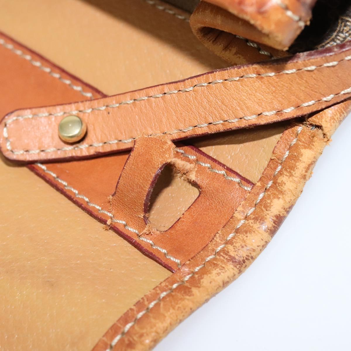 CELINE Macadam Canvas Shoulder Bag PVC Leather Brown Gold Auth 139945