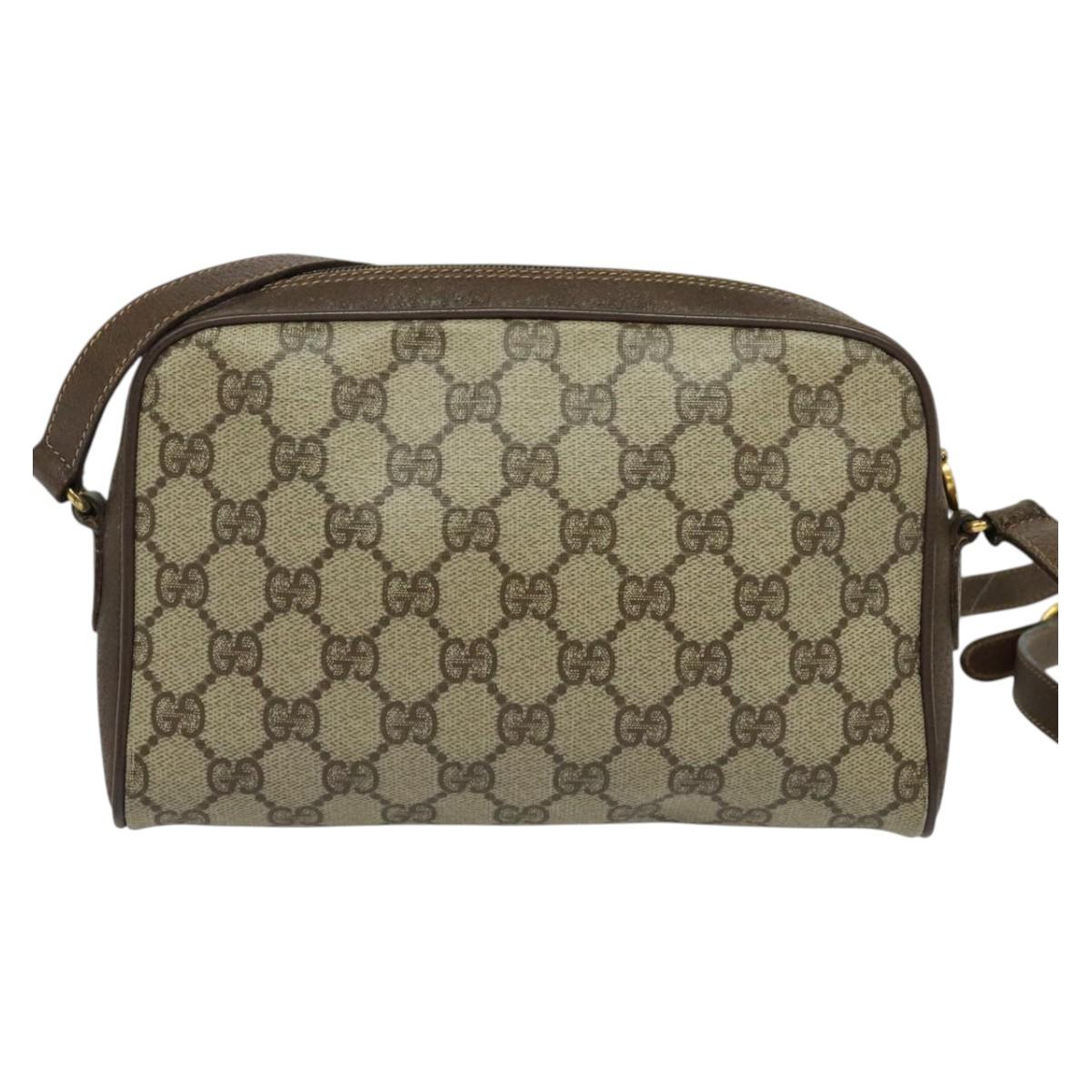 GUCCI GG Supreme Web Sherry Line Bag PVC Beige Gold Red 116 02 089 Auth 139947