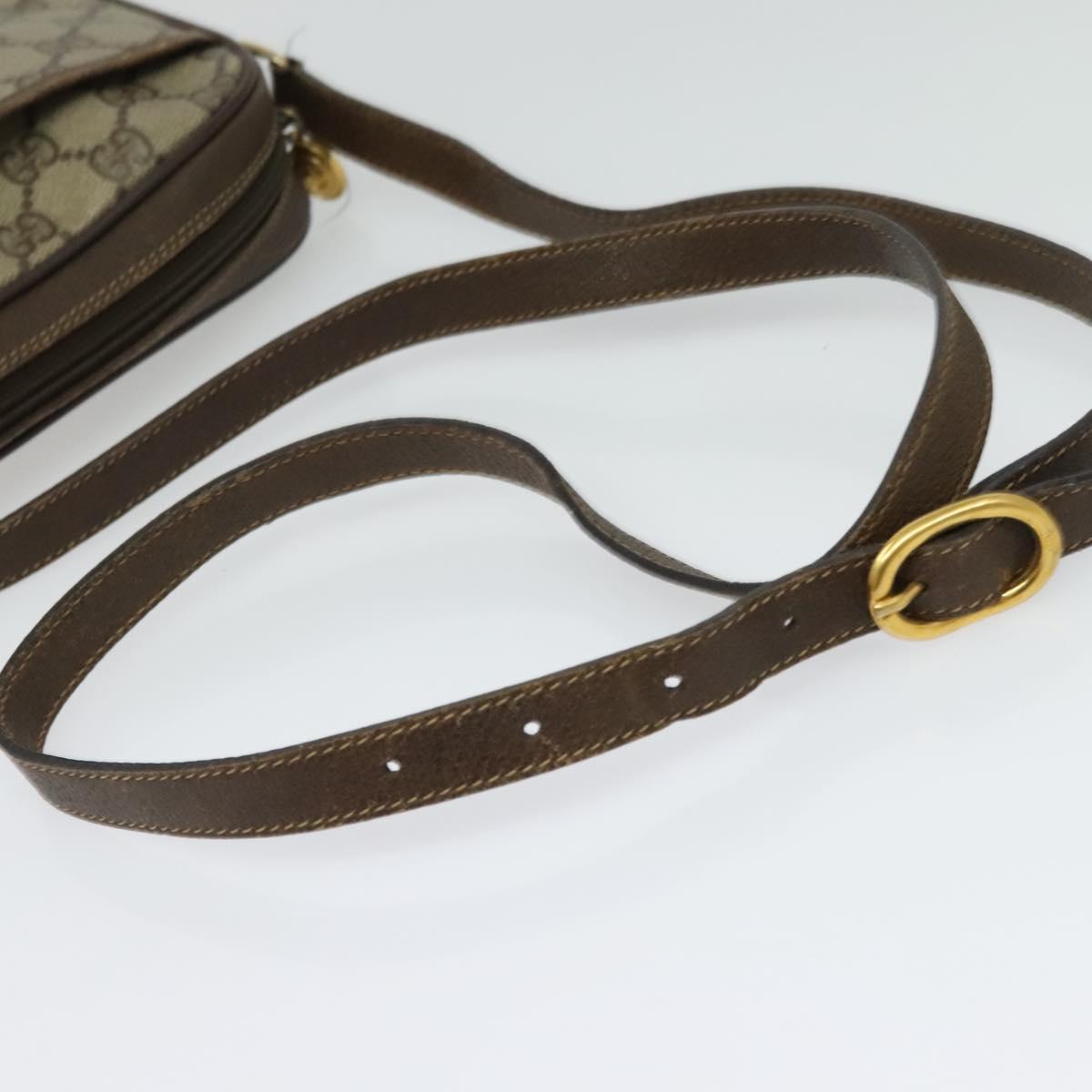 GUCCI GG Supreme Web Sherry Line Bag PVC Beige Gold Red 116 02 089 Auth 139947
