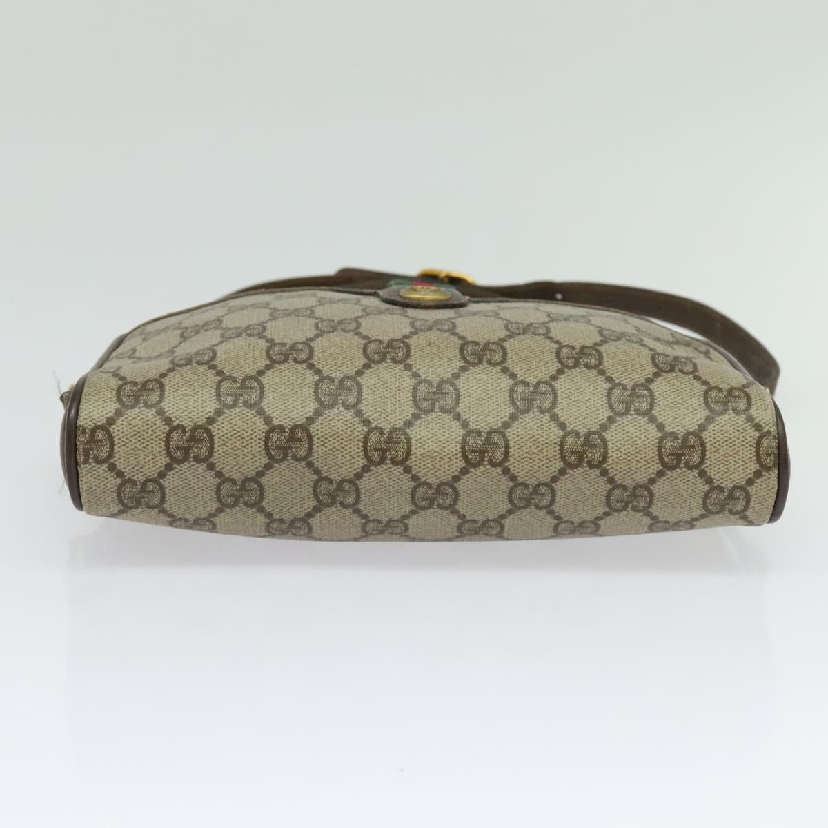 GUCCI GG Supreme Web Sherry Line Bag PVC Beige Gold Red 116 02 089 Auth 139947