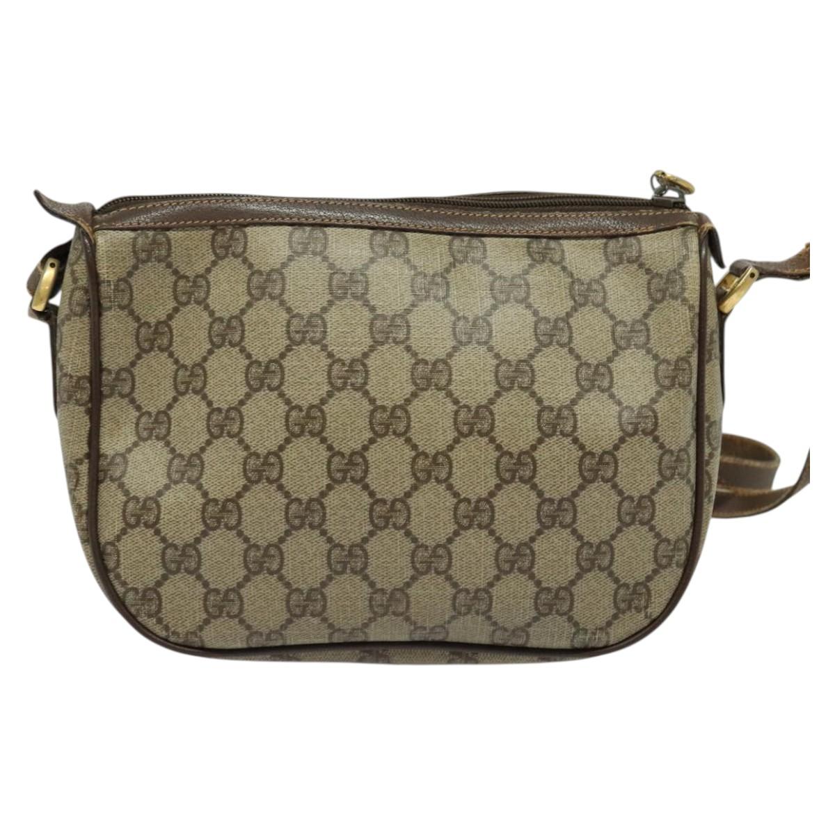 GUCCI GG Supreme Web Sherry Line Bag PVC Beige Gold Red 89 02 032 Auth 139948