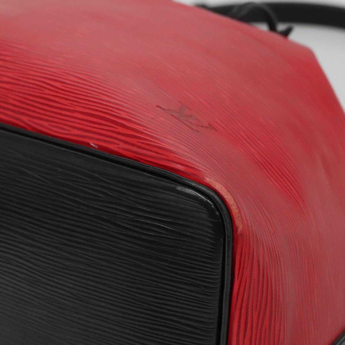 LOUIS VUITTON Epi Petit Noe Shoulder Bag Bicolor Black Red M44017 LV Auth 139959