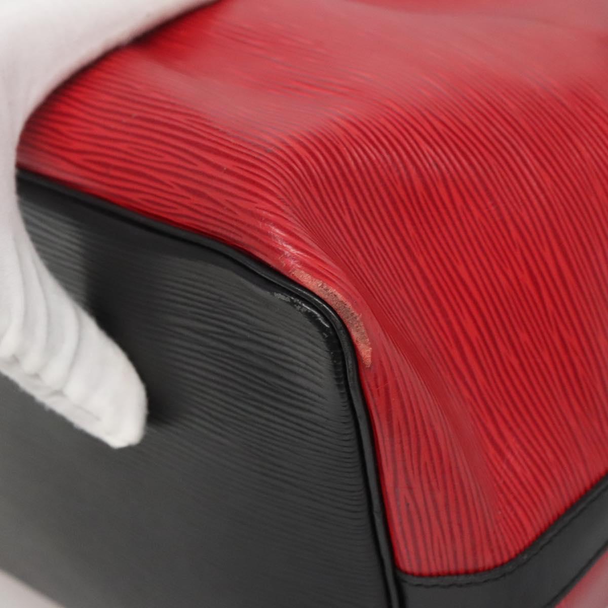 LOUIS VUITTON Epi Petit Noe Shoulder Bag Bicolor Black Red M44017 LV Auth 139959