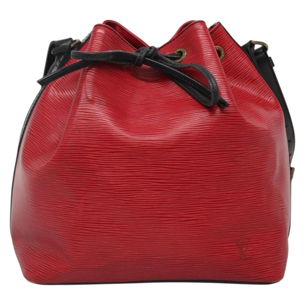 LOUIS VUITTON Epi Petit Noe Shoulder Bag Bicolor Black Red M44017 LV Auth 139959